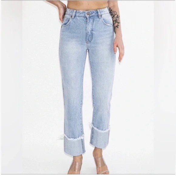 Rolla’s Cropped Straight Frayed Hem Cuff Denim Jeans Light Wash Women’s size 26 - Picture 2 of 11